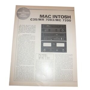 Vintage McIntosh C35 MR7083 MC7200 French Audiophile Review & Brochure Lot